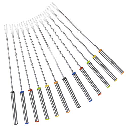 Vaorwne 18 Pieces Stainless Steel Fondue Forks with Heat Resistant Handle for Cheese Chocolate Fondue Roast Marshmallows Meat,9.5 - Thumbnail 6