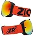 ZIONOR XA Ski Snowboard Snow Goggles for Men Women Anti-fog UV Protection Spherical Dual Lens Design (VLT 25.4% Black Frame Revo Red Lens)