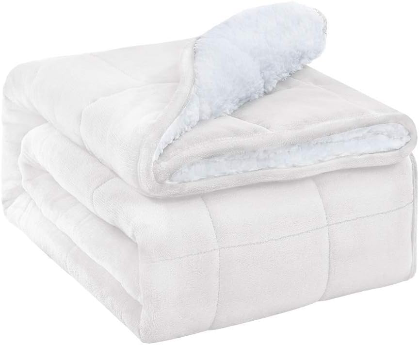 BUZIO Sherpa Fleece Weighted Blanket for Adult, 9kg Heavy Fuzzy Throw
