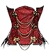 bslingerie® Gothic Punk Heavy Duty Retro Waist Cincher Underbust Corset (S, Red)