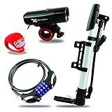 Xtreme Bright All-In-One LED Bike Kit; Bike Headlight, Bike Taillight, Cable Bike Lock & Hand Pump, Durable Combination