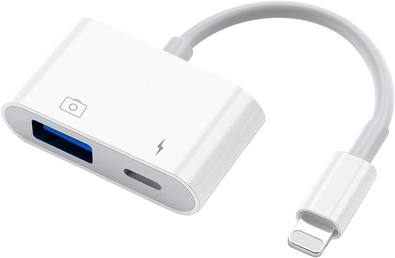 MeloAudio USB Camera Adapter with Charging Port, USB Female OTG Cable