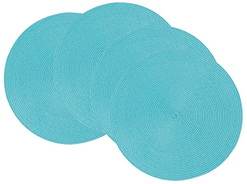 Now Designs Disko Round Placemats, Set of Four, Turquoise