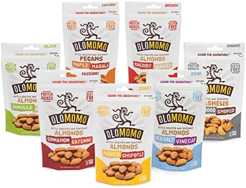 OLOMOMO - Variety Pack Nut Sampler - Almonds, Cashews + Pecans Roasted and Seasoned, Gluten Free, Protein Packed - Full Variety Pack (7 Bags, 3.25-4oz)
