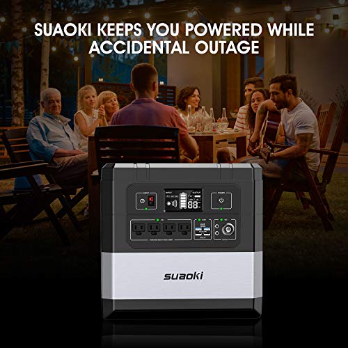 SUAOKI G1000 Portable Power Station 1182Wh Large-Capacity Lithium Battery Generator 1000W AC, 12V DC, 12V Car, and USB/60W PD Type-C/UPS for Outdoor Camping, Emergency Power Outages, RV Travel