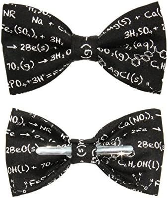 Men's Black White Chemistry / Equasions Clip On Cotton Bow Tie
