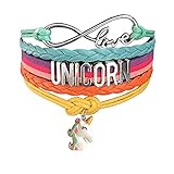 Myhouse  Cute Unicorn Bracelet Wristband Handmade Rainbow Jewelry Infinity Love Charm Gifts (Unicorn Head)