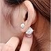 YiYi Operation Crystal Double Sided Ball Silver Plated Stud Tribal Earrings Women's Engagement Gift