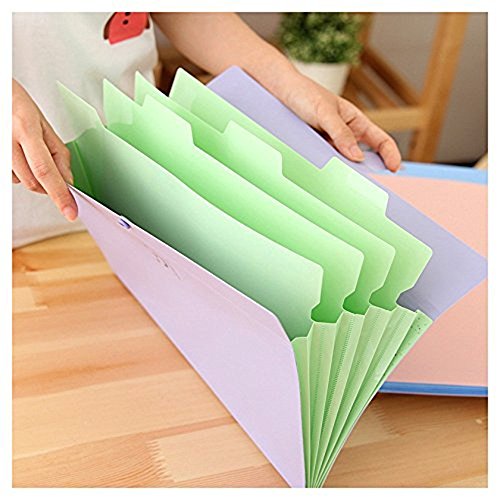 FHEAL Expanding File Folders 5 Pockets Plastic Expandable File Jackets A4 Letter Size,4 Color Accordion Folder Document Holder for School Office Travel