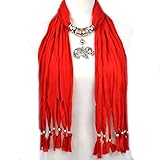 HUAN XUN Women's Lucky Alloy Elephant Jewelry Pendant Scarf