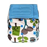 Charcoal Bamboo AIO All-In-One Cloth Diaper w/ Pocket, Hook-and-Loop (Owl)