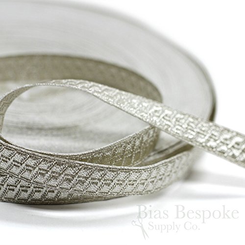PAX 1/2" Pale Silver Geometric Bullion Braid Trim: 5 Yards