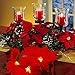 Funarty Christmas Red Poinsettia 2pcs LED Lighted Garland with Holly Leaves and Red Berries