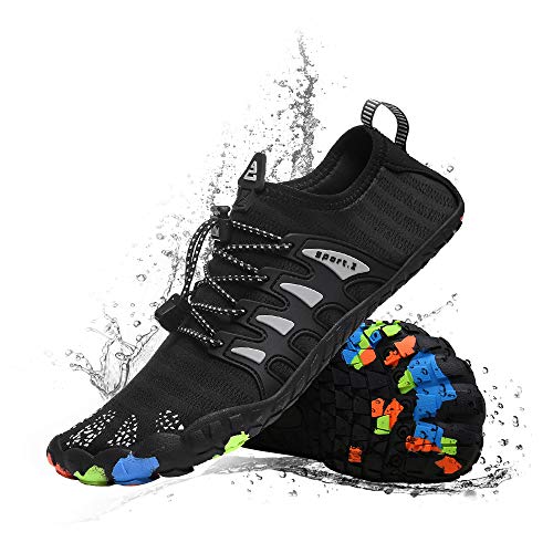 Mens Womens Water Shoes Aqua Shoe Swim Socks Quick Dry Barefoot for Boating Fishing Diving Surfing with Drainage Driving Yoga Upstream Black C 8.5 M US Women/7 M US Men - Thumbnail 6