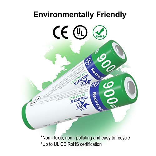 melasta 16 Count AAA NiZn Rechargeable Batteries, 1.6V 900mWh AAA Battery for Solar Light Cordless Phone Alarm Clock Mouse