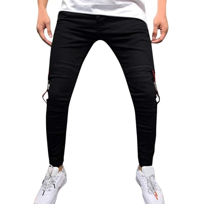 Mens Cotton Denim Pants, Suma-ma Man Patchwork Slim Fitted ...