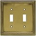 Brainerd 64771 Beaded Double Toggle Switch Wall Plate / Switch Plate / Cover, Tumbled Antique Brass