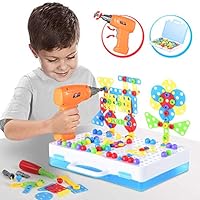 Kunmark Building Block Games Set with Toy Drill & Screwdriver Tool Set | Educational Building Blocks Construction Games| Develop Fine Motor Skills - Best Kids Toys for Boys & Girls