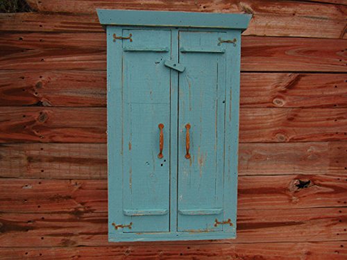 Distressed Bathroom Medicine Cabinet, Turquoise Blue Spice essential oil Cabinet - Thumbnail 2