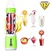 Juicer Cup 6 Blades Portable blender Personal Household Rechargeable Fruit Mixer with Powerful Motor, Electric Food Mixing Machine with Magnetic Secure Switch,USB Charger&Barker For Travel 480ML-Green