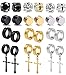 WAINIS 12 Pairs Stainless Steel Non Pierced Earrings for Men Women CZ Clip on Dangle Earrings Set
