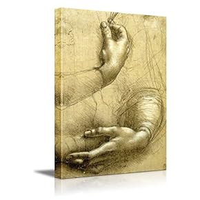 Study of Arms and Hands by Leonardo Da Vinci - Canvas Print Wall Art Famous Oil Painting Reproduction - 12" x 18"