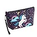 Unicorn Makeup Bag Organizer PU Pencil Pouch Zipper Toiletry Wash Bag Portable Cosmetic Bags Travel Brush Storage Case for Women Purse,Set of 3,Purple (Unicorn Purple)