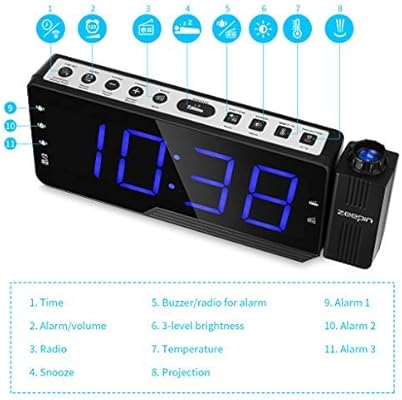 YJSMXYD Despertadores Electrónicos,Proyector Digital Radio Reloj ...