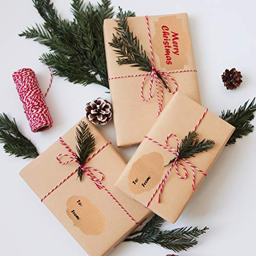 Cualfec Christmas Gift Tag Stickers Glass Bottle Labels Natural Kraft Label Stickers for Christmas Gifts, Mason Jars, Glass Bottles, Candle Containers - 2 x 3" Lots Room for DIY - 2 Rolls - Thumbnail 5