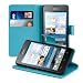 kwmobile® Elegant leather case for the Huawei Ascend G520 / G525 with magnetic fastener and stand function in Light blue