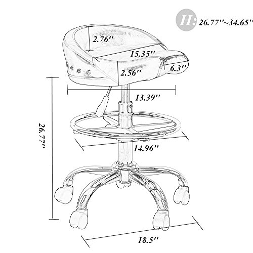 Adjustable Rolling Swivel Stool Hydraulic Saddle Medical Chair with Wheels for Salon Tattoo Spa Massage (Brown)