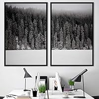 2 Piece Framed Canvas Wall Art Black and White Scenery Canvas Prints Home Artwork Decoration for Living Room,Bedroom - 16