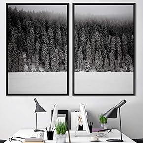 signwin 2 Piece Framed Canvas Wall Art Black...