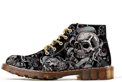 FIRST DANCE Shoes Mens Skull Boots Martins Skull Shoes for Men Skeleton Print Black Ankle Men Black Shoes(US5.5-US16)