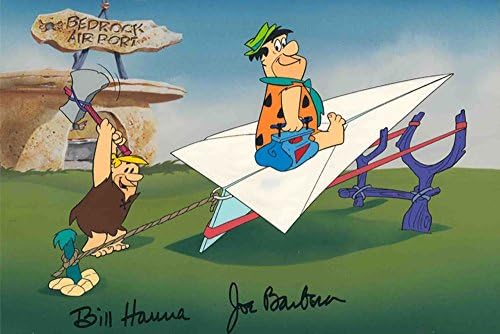 The Flintstones: "Flintstones Paper Airplane" Officially Licensed Hanna-Barbera Hand-Painted LE 300 Cel - NEW with COA - Hand-Signed by Bill Hanna and Joe Barbera - Published by Clampett Studios