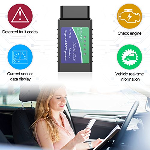 obdator Car WiFi OBD2 Scanner OBDII Scan Code Reader Adapter Check Engine Light Diagnostic Tool iOS & Android Work App in CarDoc, OBD DashCommand, Torque