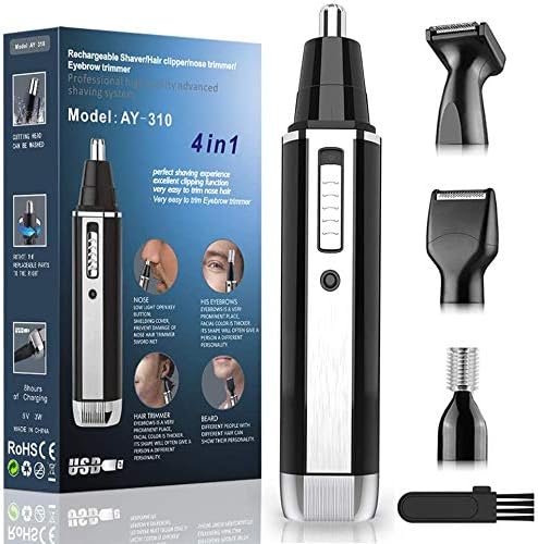 Ear and Nose Hair Trimmer for Men, 2020 New 5 in 1 Professional USB Rechargeable Ear Hair Trimmer Clipper - Beard Trimmer Body Trimmer for Nose, Ears, Eyebrows, Neck, and Sideburns