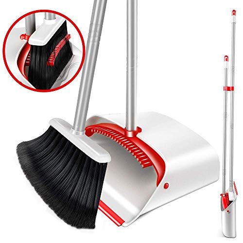 Broom and Dustpan Set Cleaning Supplies Upright Lobby Pan Broom Combo with 52" Long Handle,Easy Assembly Great Use for Home Kitchen Room Office Outdoor Indoor - Thumbnail 7