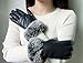 Cozy Design Women's PU Leather Screen Touch Gloves with Faux Cony Hair Cuffs Navy Blue L