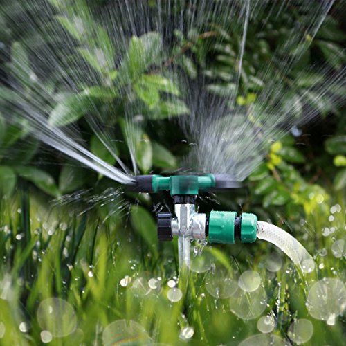 BESTOMZ 360 Degree Lawn Sprinkler 3-Arm Lawn Garden Sprinkler