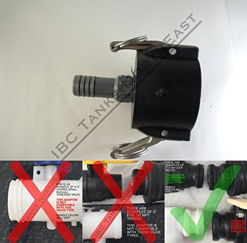 UKC 275/330 IBC Tote Drain Adapter 2" Cam-Lock x 3/4" Hose Barb