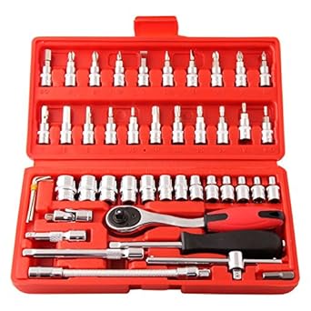 Tuftul Socket and Bit Set, 46 Pieces, Red
