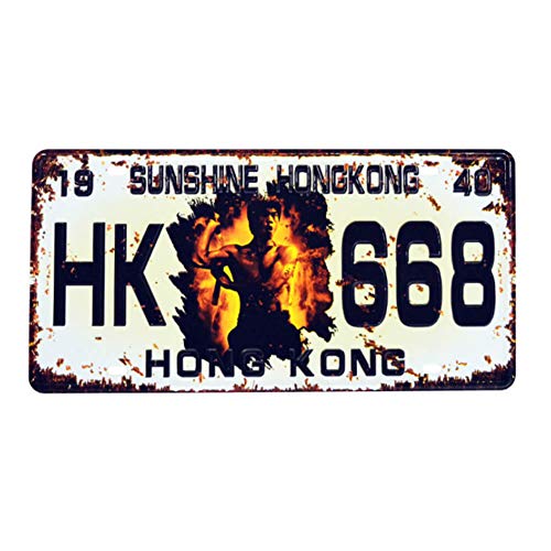 Ayiguri Vintage Feel Wall Decor Car Vehicle License Plate SPTE Souvenir Tinplate Metal Sign Poster Plaque 12 x 6 Inches (Hong Kong Bruce LEE)