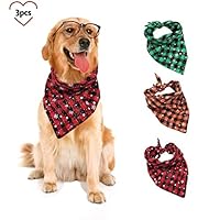 Daneyc Christmas Dog Bandana Pet Scarf Washable - 3 Pack Cute Plaid Triangle Bibs Accessories Set for Puppy and Cats (3 Pack)
