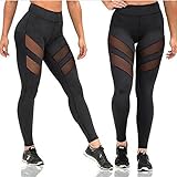 Souteam Yoga Pants,Women's Power Flex Workout Yoga Capris Pants Leggings(Large, 002_Black)