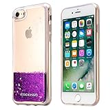 iPhone 7 Floating Liquid Case, ESEEKGO Glitter Sparkle Case for iphone 7 Soft Cover TPU Bumper 3D Bling Case (Purple)