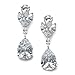Mariell CZ Bridal Dangle Earrings with Bold Pear-Shaped Zircon Teardrops - Genuine Platinum Plated
