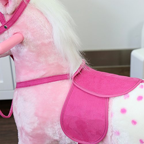 Peach Tree Rocking Horse Baby Kids Plush Toy Ride On Pony Rocking Animal with Sound for Girls, Pink