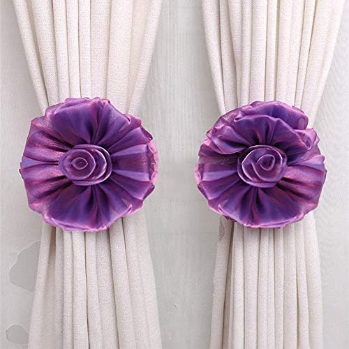 Gaddrt® 1Pcs Flower Curtain Clip-on Tie Backs Curtain Holdback Tieback Holder for Voile Net Curtain Panels (Purple)