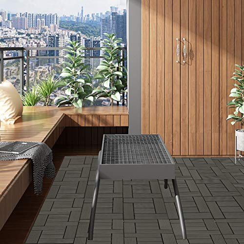 EUGAD 22er Set WPC Terrassenfliesen Terrassendielen Holzoptik Grau, rutschfest und Wetterfest Fliese Bodenfliese mit… – Bild 3